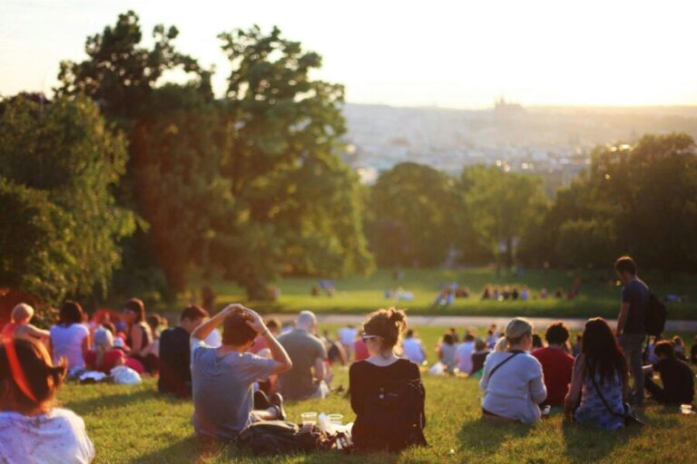 People outside in a park